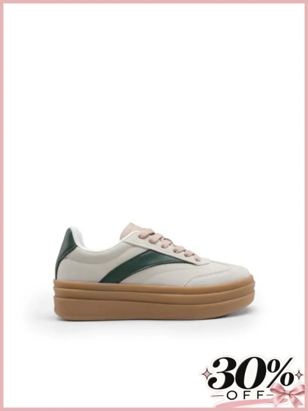 Platform Sneakers Lace-Up Vegan Leather Faux Suede Comfortable Tennis Shoes